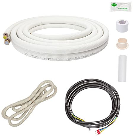 Cherbowing kit tubi rame per climatizzatore 2 x 5 mt da 1/4 3/8 para 9000/12000 BTU(2x 5m 1/4+3/8)