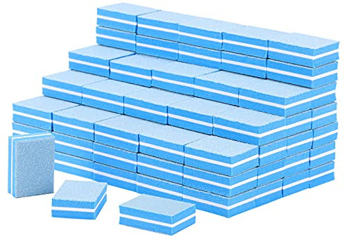 100 mini blocchi buffer per unghie, grana 180/100, lavabili per la cura delle unghie (blu)