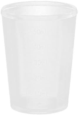 tooloflife Confezione da 100 misurini in plastica, da 50 ml, trasparente, graduato, per laboratorio, liquidi da cucina