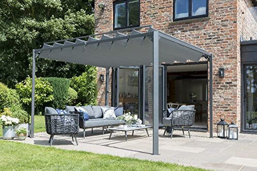 Pandora Leaf Roof Gazebo - 2 Sizes, Aluminium, Garden Canopy by Norfolk Leisure, Beautiful Design!! (3.6m x 3m - Rectangular), Grey