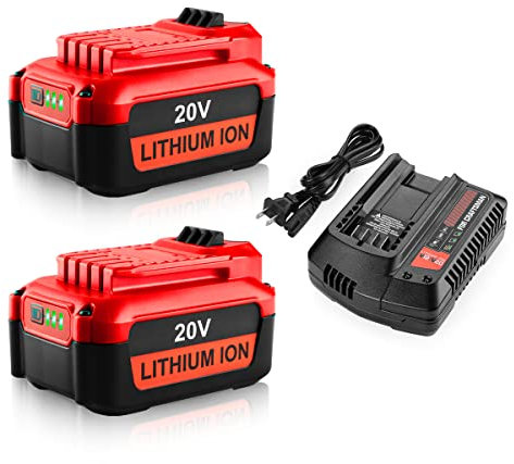 Bakipante 2Pack Replace 6.0Ah V20 Battery and Fast Charger for Craftsman CMCB104 Compatible with Craftsman 20V Max Battery CMCB202 CMCB204 CMCB206 CMCB201 CMCB100 CMCB124 Power Tool Drill Charger