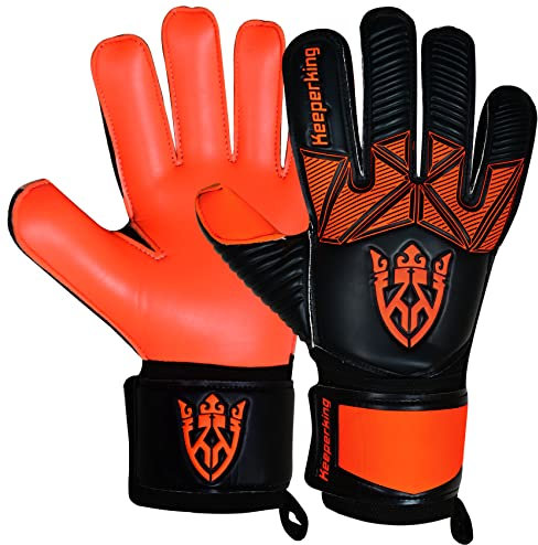 Keeperking Torwarthandschuhe Kinder Jugend Erwachsene Fußballhandschuhe ohne fingersave 4mm Vorhand (8, B-Orange)
