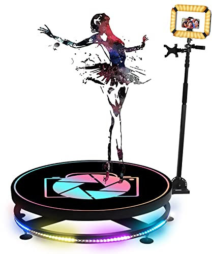 MTND 360 Photo Booth Machine, Spinner Automatic Photo Booth Video Platform Surround Shooting Equipment Camera Rotating Selfie Spin Degree Stand Adjustable, 22.4in