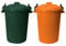 Set Of 2: 50 Litre Clip Lock Storage Bins - Large Heavy Duty Plastic Kitchen Waste Rubbish & Garden Compost Bin - Made in UK. (Orange, Dark Green)
