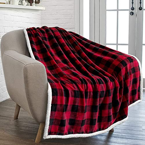 Fouriding Sherpa Fleece Decke, Weihnachten Muster Super weiche Plüsch Decke für Bett und Couch Reisen 130×160cm (Rot)
