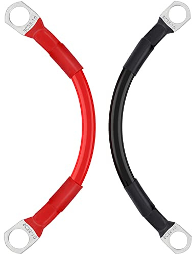 Gorffy Batteriekabel 15cm 2 Stück, Batteriekabel 35mm² 2 AWG, 12v Autobatterie Kabel mit SC35-10 Ringklemmen, M10 Kupferdraht Batterie Kabel, 12v Batteriekabel für Auto, Wohnmobil und LKW