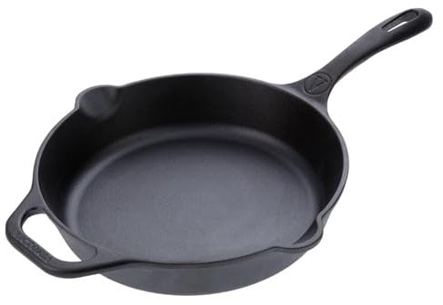 Victoria Enamelled Cast Iron Induction Frying Pan 30 cm, Suitable for Fire, Barbecue, Oven, Ceramic Hob, Gas, Cast Iron Skillet, Toxic Free Without PTFE or PFOA