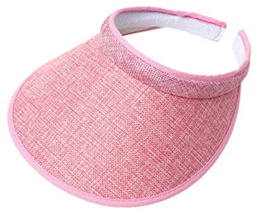 jecvxor Cloth Covered Slip-On Visor for Women, Adjustable Cap Sports Sun Visors for Men, Pink, L