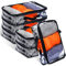 6 Pieces Large Clear Travel Packing Cube Clear Vinyl Zippered Storage Bags See Through Moving Bag PVC Multipurpose Pouch with Handle for Suitcase Shirts Dress Storage (Black, 15.8 x 10.2 x 3.9 Inch)