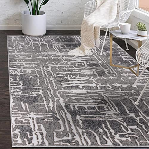 Mazovia Teppich Wohnzimmer 120x170cm Anthrazit Grau Geometrisch Weich | Teppich für Schlafzimmer Büro Esszimmer Pflegeleicht Fußbodenheizungsgeeignet Reinigungsmittelbeständig Kurzflor Synthetisch
