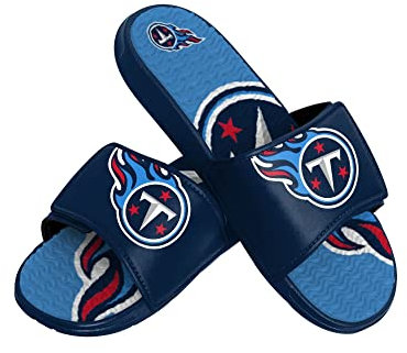 FOCO Tennessee Titans NFL Colorblock Big Logo Gel Slide Blue Badelatschen Hausschuhe - XL
