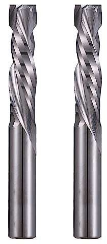 EU_HOZLY Lot de 2 fraises hélicoïdales de compression Up&Down Diamètre de coupe 6 mm, Tige 6 mm, Longueur de coupe 25 mm, Fraise à queue CNC pour sculpture sur bois, gravure