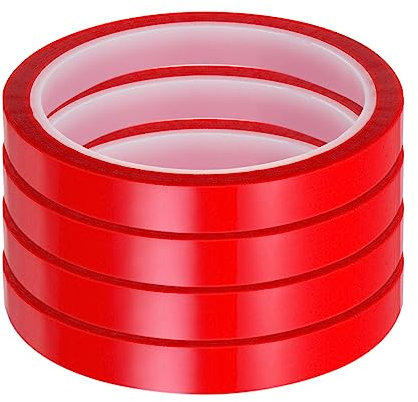 QUARKZMAN 4 Rollen Hitze Klebeband Hohe Temperatur Hitzebeständig Klebeband 12mmx33m(108ft) Sublimierung Thermisch Wärme Transferband für Sublimierung Presse Keine Rückstände Rot
