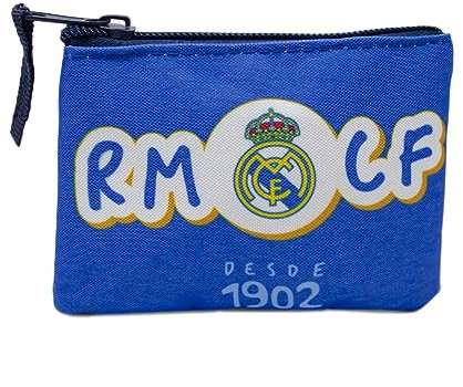 Real Madrid Porte-monnaie RMCF depuis 1902 Blason Produit officiel 12 x 10 cm Bleu, bleu, Porte-monnaie