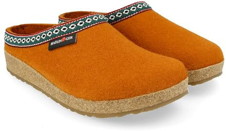 HAFLINGER Damen Hausschuh Pantoffel Wollfilz Grizzly Franzl 711001, Größe:43 EU, Farbe:Orange