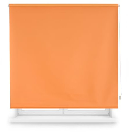 Blindecor Verdunkelungsrollo nach Maß | Orange | 105 x 175 cm (Breite x Höhe) Stoffgröße 102 x 170 cm | Verdunkelungsrollo für Fenster