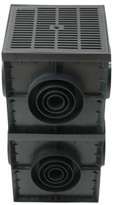 Megaa store Hofablauf aus Kunststoff mit Aufsatzkasten A15 1,5 Tonnen Entwässerung Gully Hofsinkkasten 300X300x600mm (Schwarz)