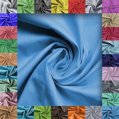 Stoff Virginia Tex, Meterware, Baumwollstoff 100%, große Breite 240 cm, Baumwollstoff 100% Oeko -Tex Standard 100 Unifarben zum Nähen (Blau 42, 100 cm)