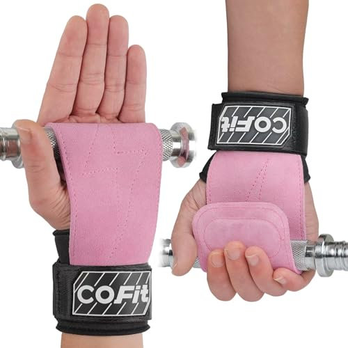 COFIT Handgelenkriemen für Gewichtheben, Workout Handgelenkbandagen, Zughilfen für Krafttraining, Kreuzheben Gurte, Verbesserte Griffigkeit für Hand und Handgelenkschutz - Rosa