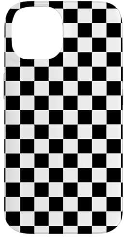 Kariertes Schachbrettmuster in Schwarz und Weiß Hülle für iPhone 14