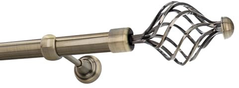 HDTL Gardinenstange Vorhangstange 25mm 1-läufig Wandmontage Messing Antik 360 cm Navona