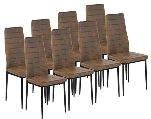 Liink1Ga Esszimmerstühle Küchenstühle 8er Set Stühle Braun, Moderner Gastrostühle Besucherstuhl Küchensessel Esszimmer Stühle Essstuhl mit Wildlederpolsterung Für Büro/Küche/Esszimmer/Wohnzimmer