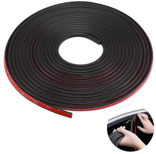 Pwocvoe Rubber Weather Stripping Door Seal Strip, 10m B-Shape Self-Adhesive Waterproof Window Sealing Strip, Universal Garage Door Seal Car Sound Insulation Seal Strip for 2.5 to 6mm Gap