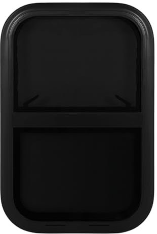 Akozon Ventana para RV, Corredera Vertical Negra, Ventana de Esquina Redonda de Aleación de Aluminio de Alta Resistencia con Red para Remolque de Camping (para Espesor de Pared de 48‑53