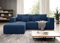 Easy4You Corner Sofa Navy Stripes L-Shape in Corduroy - 255 cm - Sofa Bed with Bedding Container and Sleep Function - Corner Couch with Storage Space - Left - Corduroy Fabric POSO 05