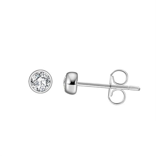 HeyMeili Boucles d'oreilles diamant simulé brillant pour femme en argent sterling 925 zircone cubique, clou d'oreilles, 2mm