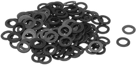 sourcing map Lot de 120 rondelles plates M6 en nylon - 6 mm x 10 mm x 1 mm d'épaisseur - Œillets unis en plastique - Noir