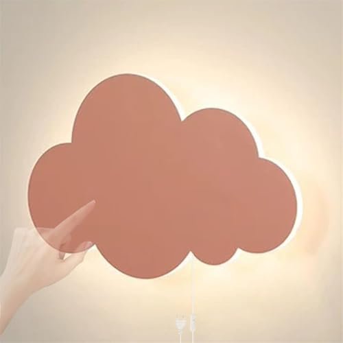 Kinderzimmer LED Wandleuchte mit Touch Schalter Wandlampe Innen Cartoon Wolken Wandbeleuchtung Nacht Licht Mädchen Nachttischlampe 12W 3000K/4000K/6000K Wählbar Babyzimmer (Rosa,Neutrales Licht)
