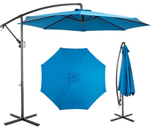 Villeston 3M Ampelschirm Sonnenschirm Balkon Freistehender Hängeschirm mit 8 Rippen UV-beständig und wasserdicht, verstellbare Neigung für Garten, Pool Terrasse – ohne Schirmständer