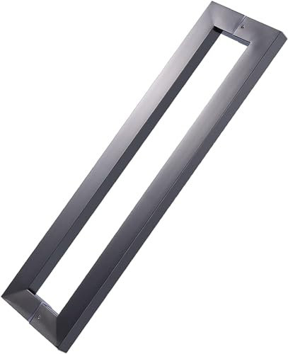 Maniglia moderna per porta d'ingresso in acciaio inox, per cucina, bagno, ristorante, grande, maniglia per porta interna, design rettangolare, finitura nera, lunga 43,8 cm