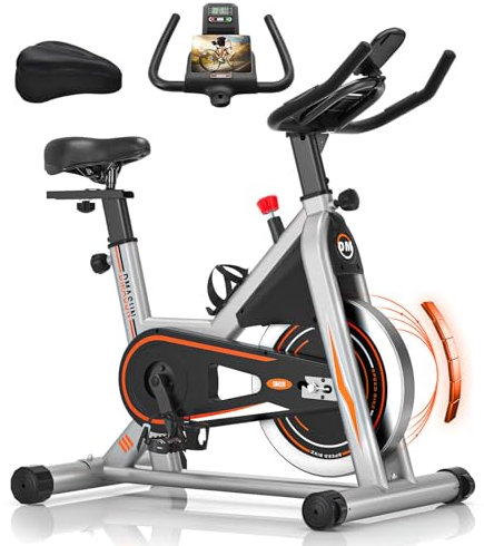 DMASUN Exercise Bike Gym Workout, PLUS Magnetic Stationary Bike with Heavier Flywheel, Silent Fitness Bike 100% Adjustable Resistance, Comfortable Seat, Indoor Cycling Bike for Home Training Cardio