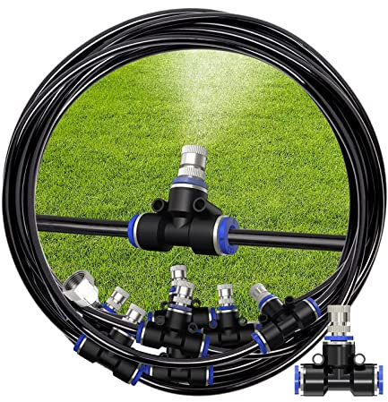 LUOZIQINX Misting Cooling System, Misting Line, Outdoor Misters Cooling System for Patio Garden Lawn Greenhouse,20m/65.6ft