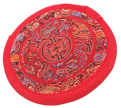 BESPORTBLE Nepalesische Handgefertigte Klangschalenmatte Aus Baumwolle 16cm Rot Weiche Matte Für Buddhistische Klangschalen Rutschfestes Kissen Für Meditation Und Spirituelle Rituale