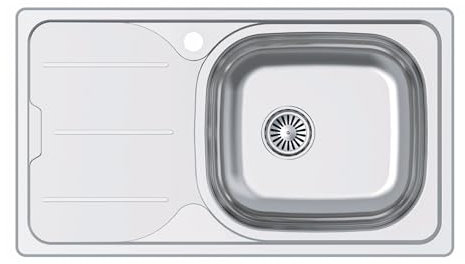 CATA Fregadero CDS-1 EI/A Cubeta Cuadrada Escurridor Instalación Mueble 45 CM Base Fondo Absorbente Acero Inoxidable Válvula Canasta Acabado Inox