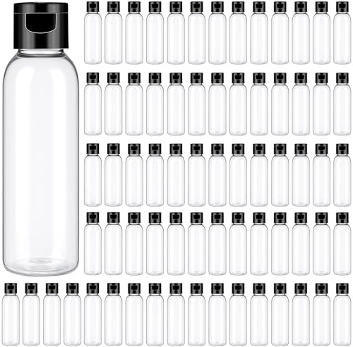 RWFMO 200 Pcs 60ml Plastic Travel Bottles Bulk with Flip Cap, Refillable Empty Squeeze Bottles, Clear Travel Containers for Liquids Shampoo Lotion Cosmetic Toiletries