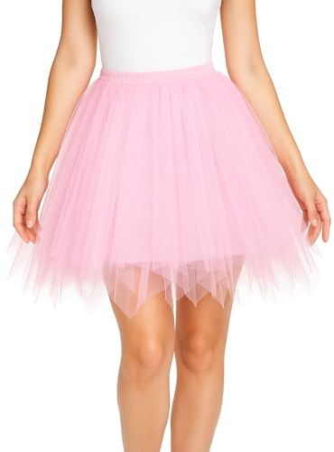 JClorix Tutu en Tulle Court Petticoat Mini Jupe Taille Élastique pour Femme – Carnaval Halloween Mariage Danse Cosplay Rockabilly Party Soirée Jupon Festif