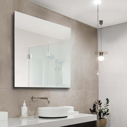 FENIX ECOSUN 300 GS Infrarot Spiegelheizung 58,5 x 58,5 cm, 300 Watt Infrarotheizung Bad, beschlagfreier Heizspiegel, Badspiegel mit Heizung, IP44 Feuchtraum, Wandmontage