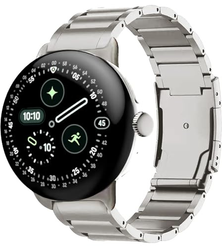 YINIXIN Titan-Metallarmband für Google Pixel Watch 5/4/3 45mm,4/3/2/1 41mm | 40% leichter als Edelstahl,Hypoallergen,passend für Handgelenke mit einem Umfang von 15,5 bis 22,6 cm,längenverstellbar
