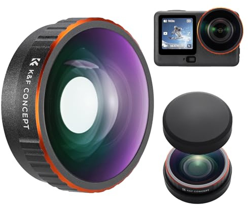 K&F CONCEPT 185° Weitwinkelobjektiv kompatibel mit Osmo Action 6 | 185° Weitwinkel Linse Filter, Ultraweitwinkelobjektiv HD-Optikglas, Breitere Perspektive mit Silikonhülle, Zubehör, FD141