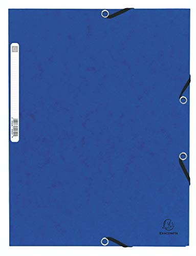 Exacompta 55302E Einschlagmappe. Aus extra starkem Colorspan-Karton DIN A4 mit 3 Klappen und Gummizügen blau Sammelmappe Dokumentenmappe ideal für Büro und Schule