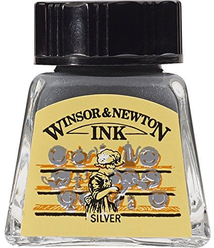 Winsor & Newton 1005617 Drawing Ink Bottle, 14 ml - Silver