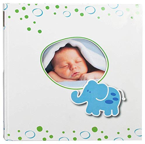goldbuch Babyalbum mit Fensterausschnitt, Elefant, 30 x 31 cm, 60 weiße Blankoseiten mit 4 illustrierten Seiten und Pergamin-Trennblättern, Kunstdruck mit UV-Lack, Weiß, 15122