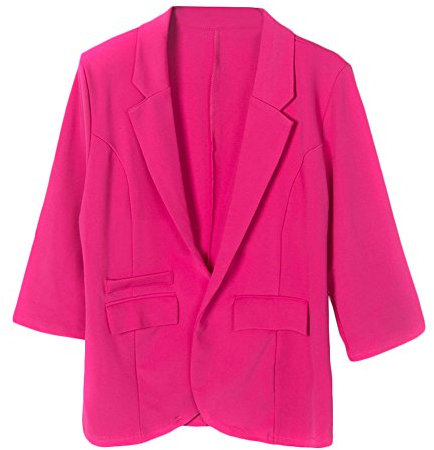 Tidecc Blazer court à manches longues pour femme avec poches de couleur bonbon, Top Rose., M