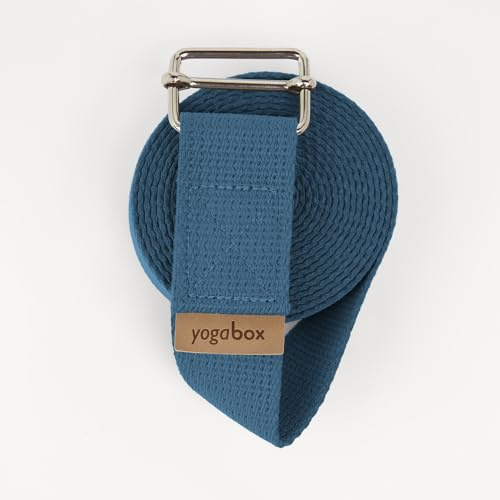 Yogabox Yogagurt Asana Belt Made in Germany aus 100% Baumwolle, Schiebeschnalle aus Metall, Anfänger & Fortgeschrittene