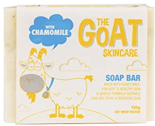 The Goat Skincare Pure Goat's Milk Soap Bar with Chamomile Extract, Suitable for Dry, Itchy and Sensitive Skin, Paraben Free and No Artificial Colours 100g