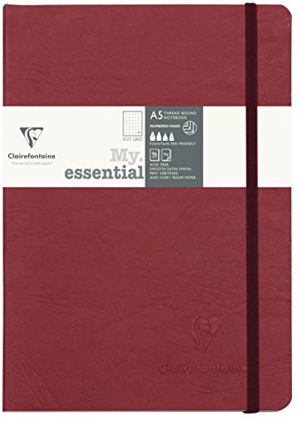 Clairefontaine 793432C Notizbuch AgeBag My Essentials, DIN A5, 14,8 x 21 cm, 96 Blatt, dot, nummeriert, 90g, 1 Stück, Rot